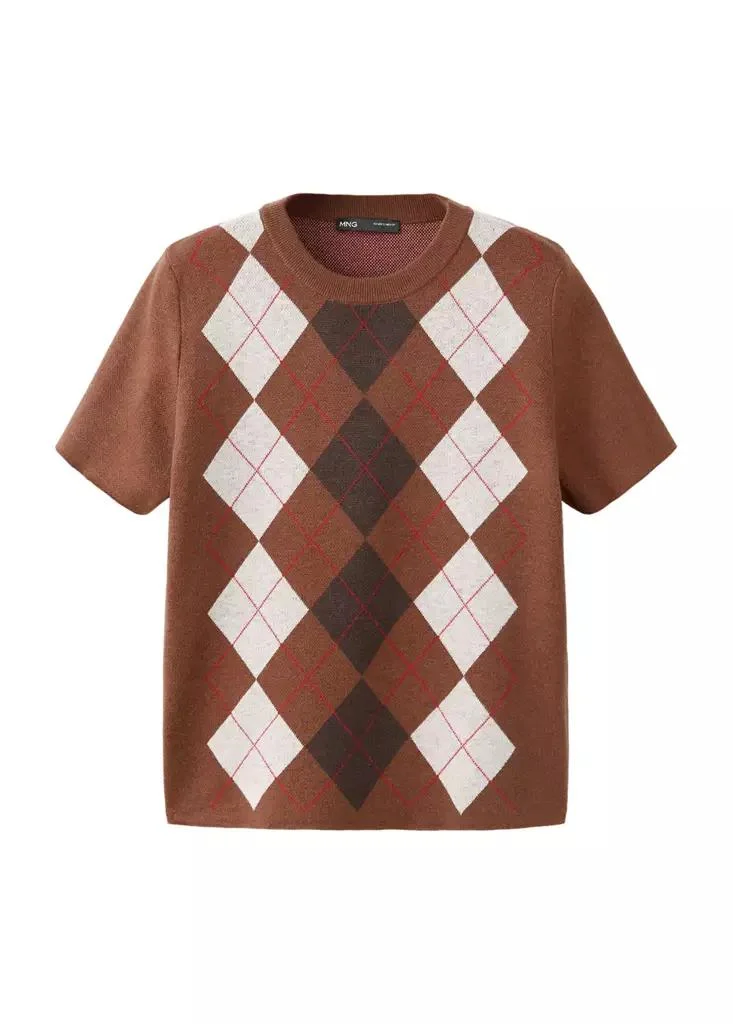 Mango Short-Sleeve Diamond-Pattern Jumper