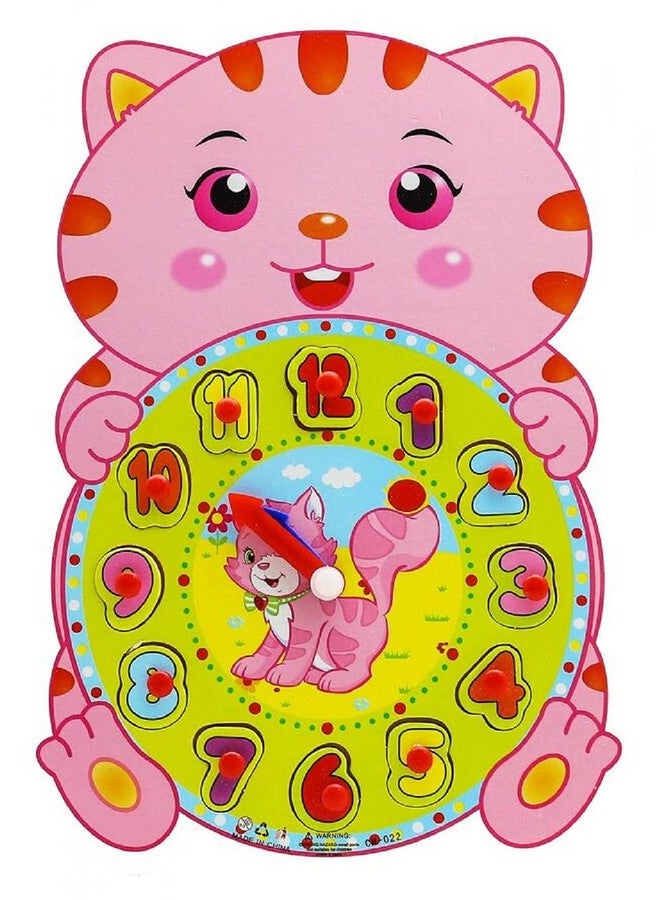 فنبلاست لعبة أحجية ساعة خشبية من فن بلاست - ساعة تعليمية للأطفال من سن 3 سنوات فما فوق (سنجاب) - Image 1