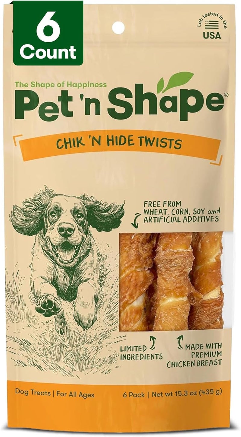 Pet 'n Shape Chicken Hide Twist - All Natural Treat, Chicken, Large, 6 Count - Image 1