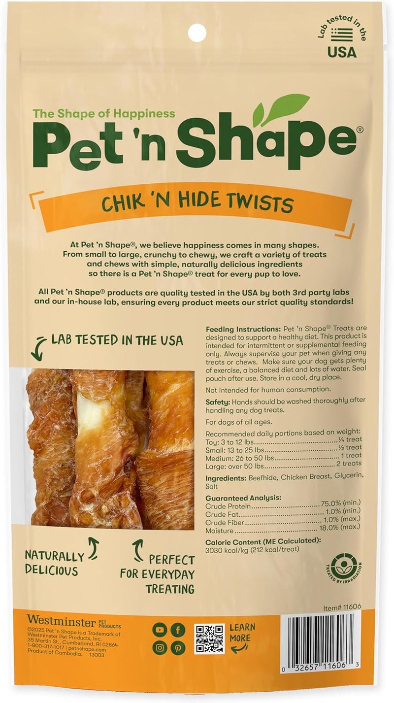 Pet 'n Shape Chicken Hide Twist - All Natural Treat, Chicken, Large, 6 Count - Image 2
