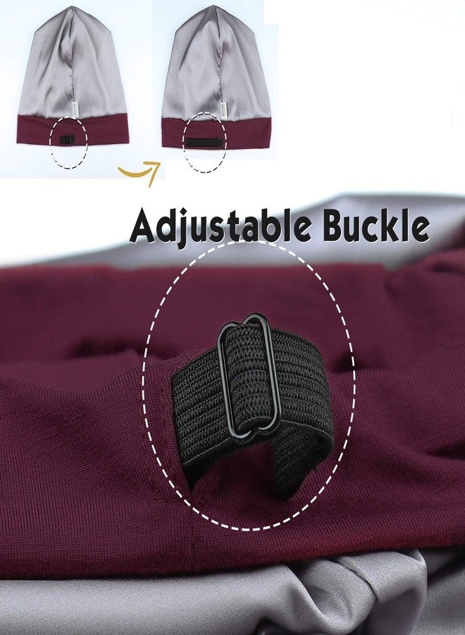 FocusCare Sleeping Cap for Curly Hair Silk Satin Lined Extra Large Dark Burgundy - Image 2