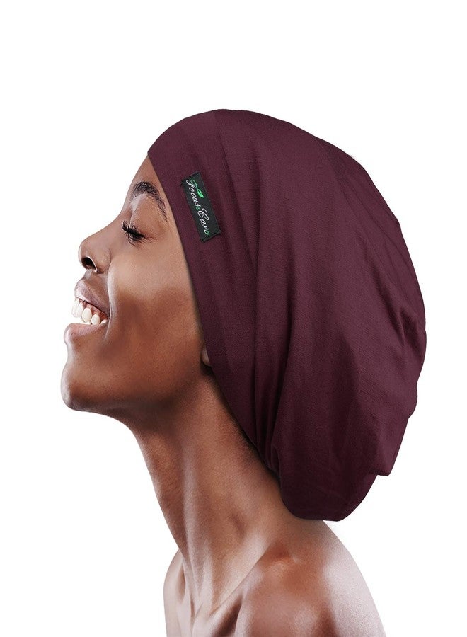 FocusCare Sleeping Cap for Curly Hair Silk Satin Lined Extra Large Dark Burgundy - Image 5