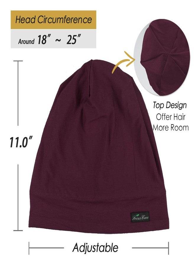 FocusCare Sleeping Cap for Curly Hair Silk Satin Lined Extra Large Dark Burgundy - Image 4