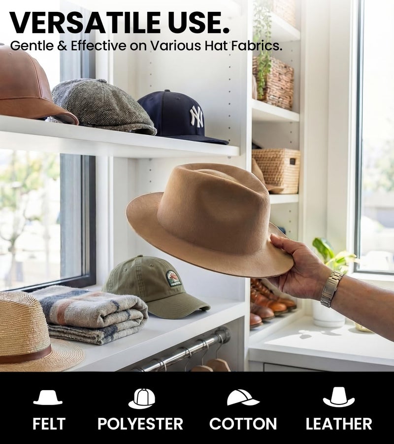 EVEO Hat Cleaner for Baseball Caps - (2 Pack) Hat Cleaning Kit Sweat Stain Remover & Deordorizer Hat Saver for Felt, Cowboy & Caps - Image 4