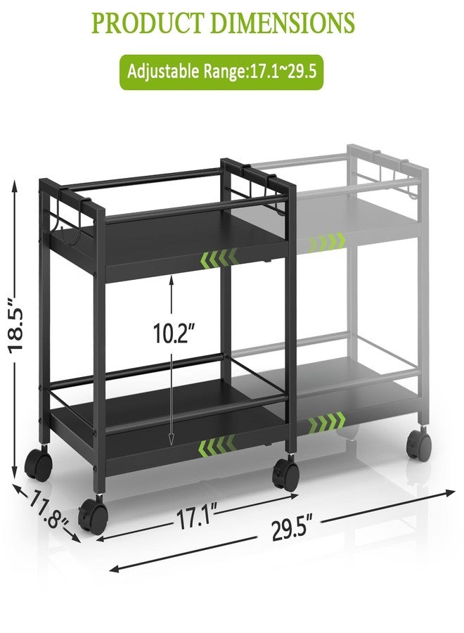 ThreeHio 1 Pack 2-Tier Expandable Pantry Floor Organizer Cart, Rolling Pantry Storage Cart with Wheel, Adjustable Can Organizer for Kitchen Pantry, Pantry Shelves and Storage Rack for Snacks, Vegetables, Black - Image 2