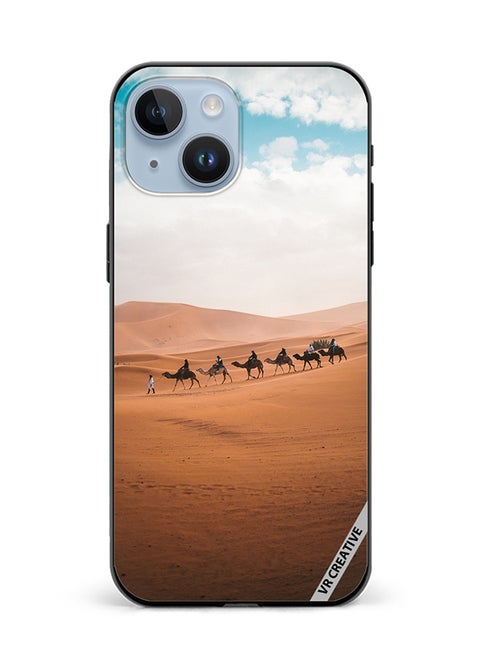 Protective Case Cover For Apple iPhone 15 Plus Camel In Desert Design Multicolour