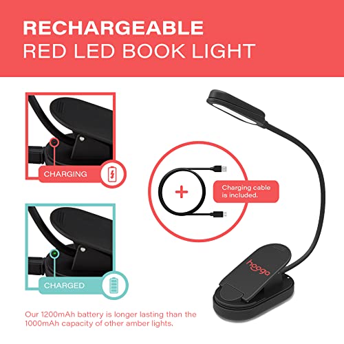 Hooga Red Book Light, Clip On 625nm LED Light for Reading in Bed, No Blue Light, Eye Care, Gift for Students, Kids, Travel, Nursing, Studying - Image 4