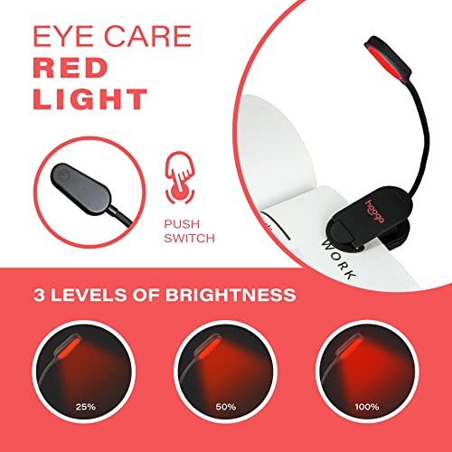 Hooga Red Book Light, Clip On 625nm LED Light for Reading in Bed, No Blue Light, Eye Care, Gift for Students, Kids, Travel, Nursing, Studying - Image 3