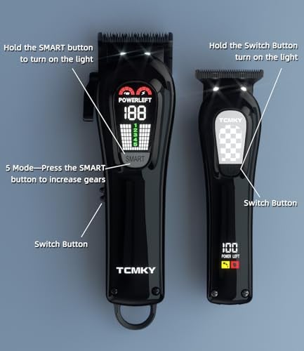 TCMKY Hair Clippers Professional Cordless for Men, Barber Clippers for Hair Cutting Kit, Wireless LCD Display Hair Trimmers Set, Rechargeable Haircut Machine for Family (Black) - Image 5