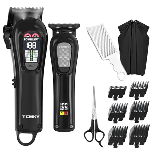 TCMKY Hair Clippers Professional Cordless for Men, Barber Clippers for Hair Cutting Kit, Wireless LCD Display Hair Trimmers Set, Rechargeable Haircut Machine for Family (Black) - Image 1