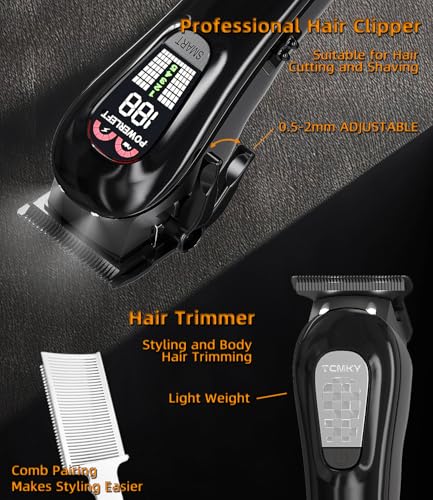 TCMKY Hair Clippers Professional Cordless for Men, Barber Clippers for Hair Cutting Kit, Wireless LCD Display Hair Trimmers Set, Rechargeable Haircut Machine for Family (Black) - Image 2