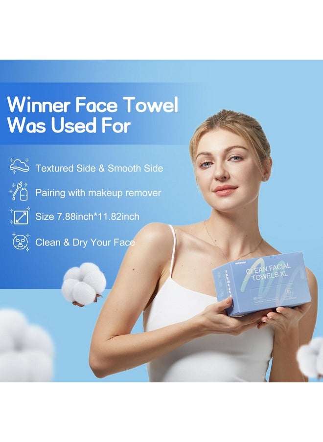 Winner Disposable Face Towel 100% Pure Cotton Clean Towels 55 Count Biodegradable Face Cloths For Sensitive Skin Super Soft Makeup Remover Dry Wipes Face Drying Towels For Skin Care  - Image 3
