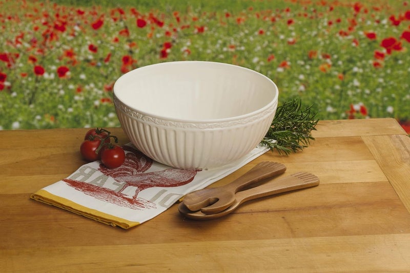 Mikasa Italian Countryside Salad Serving Bowl with Serving Utensils White - Image 4