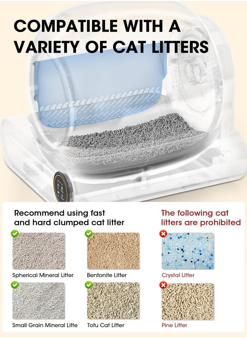 Automatic Cat Litter Box Self Cleaning, Smart Self-Cleaning Cat Litter Box with 65L Litter Box + 9L Covered Trash Can Large Capacity for Multiple Cats, Odor Control, APP Control, Detachable & Washable
