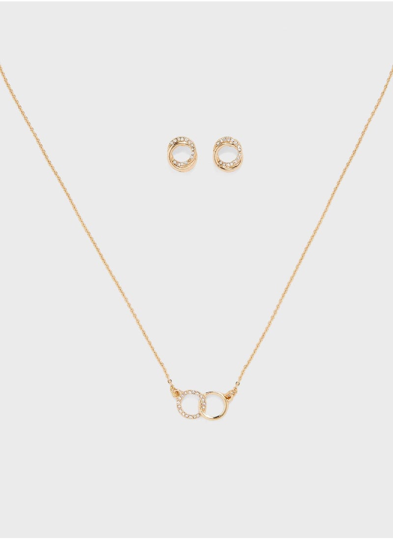 ELLA - Diamante Detail Necklace & Earrings Set - Image 1