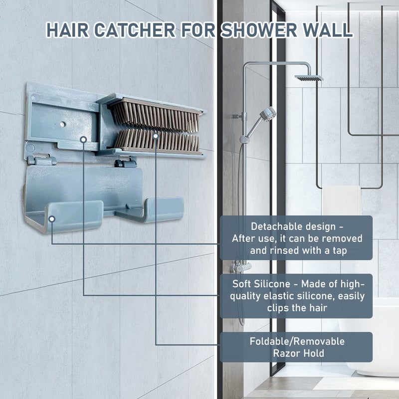 Shower Hair Catcher Wall Mount Hair Catcher Shower Drain Protector Reusable Silicone Hair Collector Hair Trapper for Bathroom Bathtub - Image 2