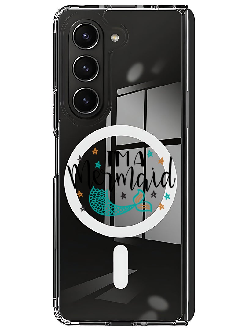 Theodor Magnetic Case for Samsung Galaxy Z Fold 5 Compatible with MagSafe Wireless Charging, Shockproof Phone Bumper Cover I am a mermaid - Image 1