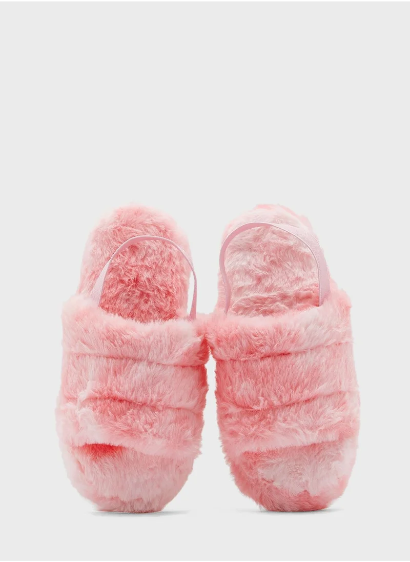 Ginger Quilted Furry Slingback Bedroom Slipper