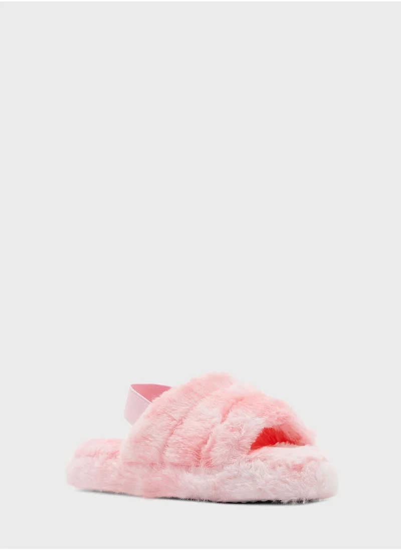 Ginger Quilted Furry Slingback Bedroom Slipper