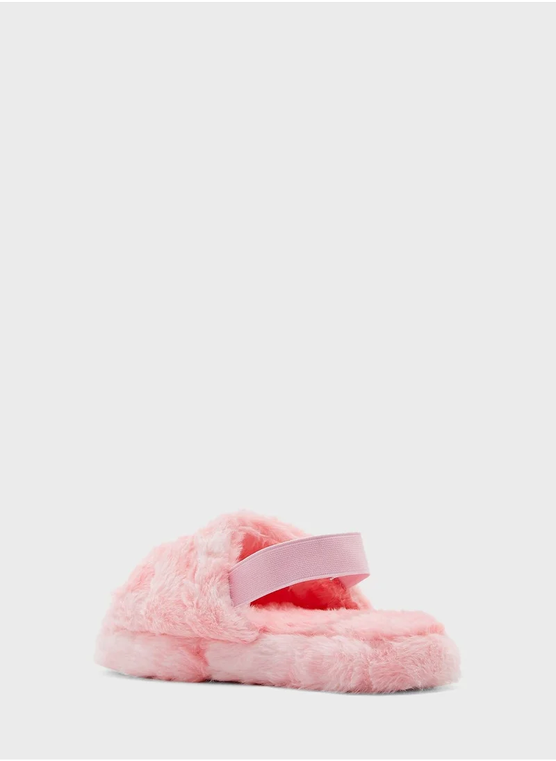 Ginger Quilted Furry Slingback Bedroom Slipper