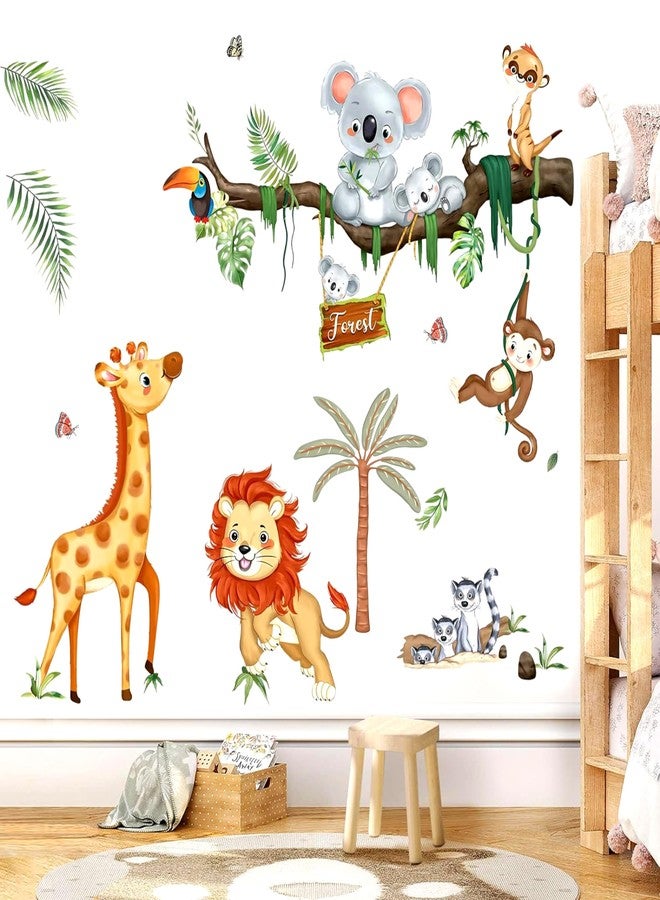 DREAM DECALS مجموعة ملصقات جدارية لحيوانات الغابة من دريم ديكالز، حيوانات سفاري بتفاصيل دقيقة، ديكور غرفة الأطفال، فن غرفة الأطفال الرضع - Image 2