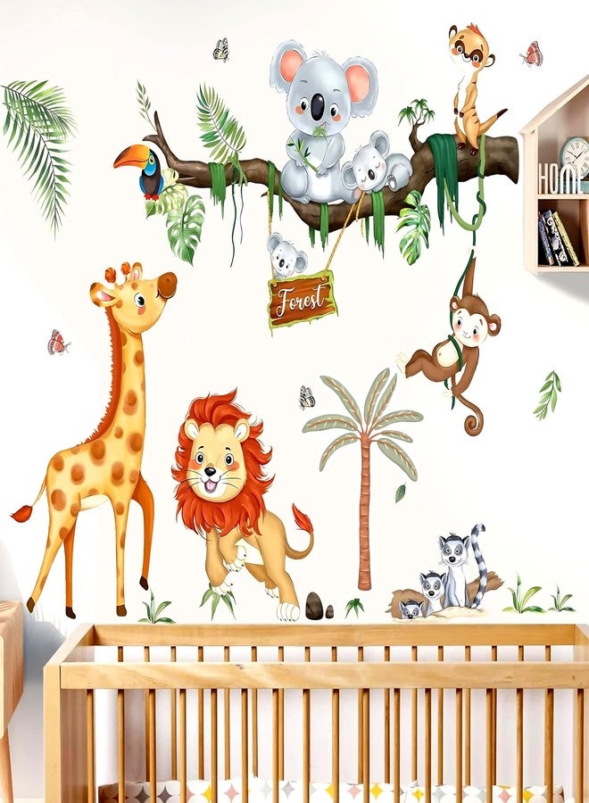 DREAM DECALS مجموعة ملصقات جدارية لحيوانات الغابة من دريم ديكالز، حيوانات سفاري بتفاصيل دقيقة، ديكور غرفة الأطفال، فن غرفة الأطفال الرضع - Image 1