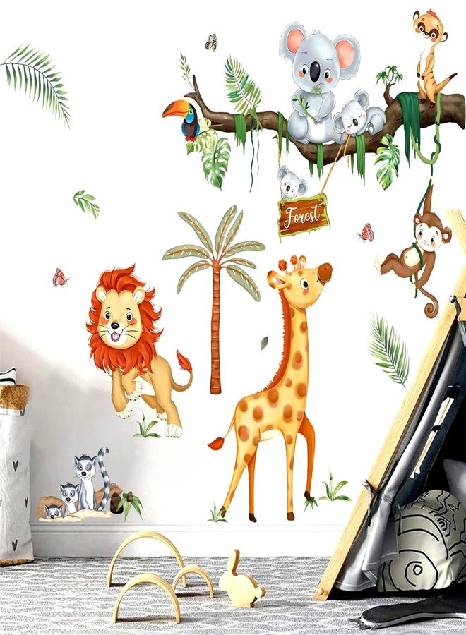 DREAM DECALS مجموعة ملصقات جدارية لحيوانات الغابة من دريم ديكالز، حيوانات سفاري بتفاصيل دقيقة، ديكور غرفة الأطفال، فن غرفة الأطفال الرضع - Image 3