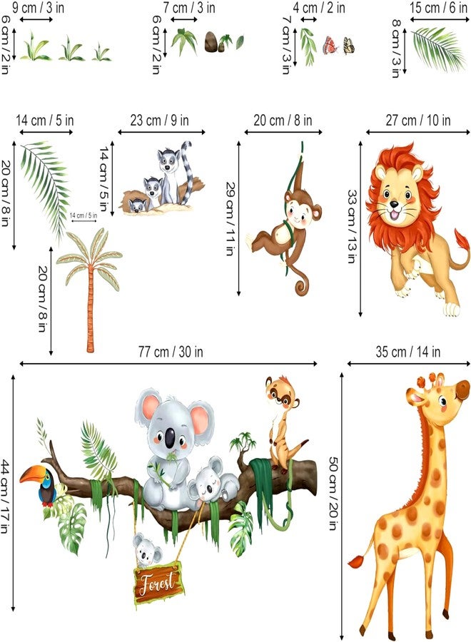 DREAM DECALS مجموعة ملصقات جدارية لحيوانات الغابة من دريم ديكالز، حيوانات سفاري بتفاصيل دقيقة، ديكور غرفة الأطفال، فن غرفة الأطفال الرضع - Image 4