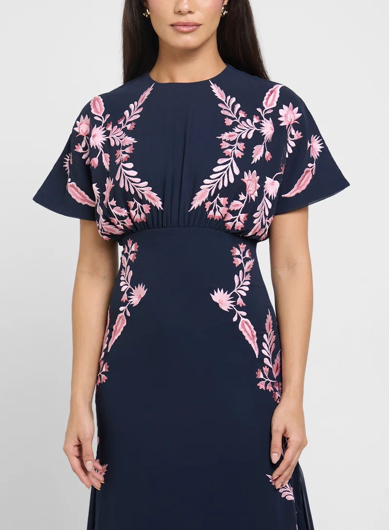 Frock and Frill Embroidered Maxi Dress