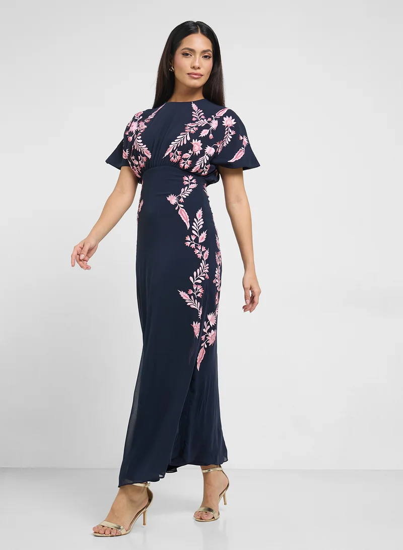 Frock and Frill Embroidered Maxi Dress