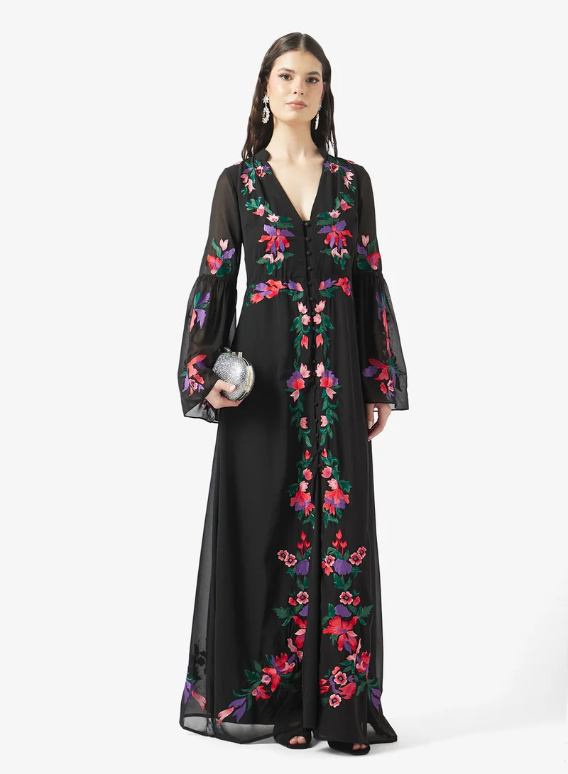 Frock And Frill  Embroidered Maxi Dress for Women | Best Price UAE