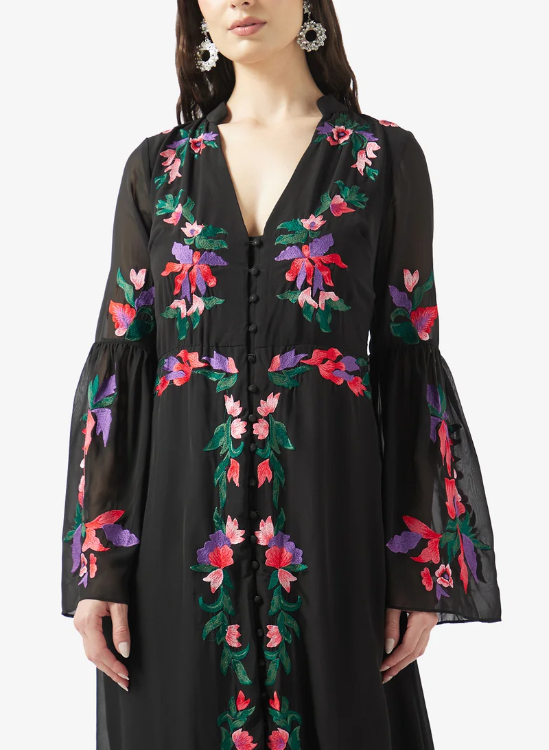 Frock And Frill  Embroidered Maxi Dress for Women | Best Price UAE