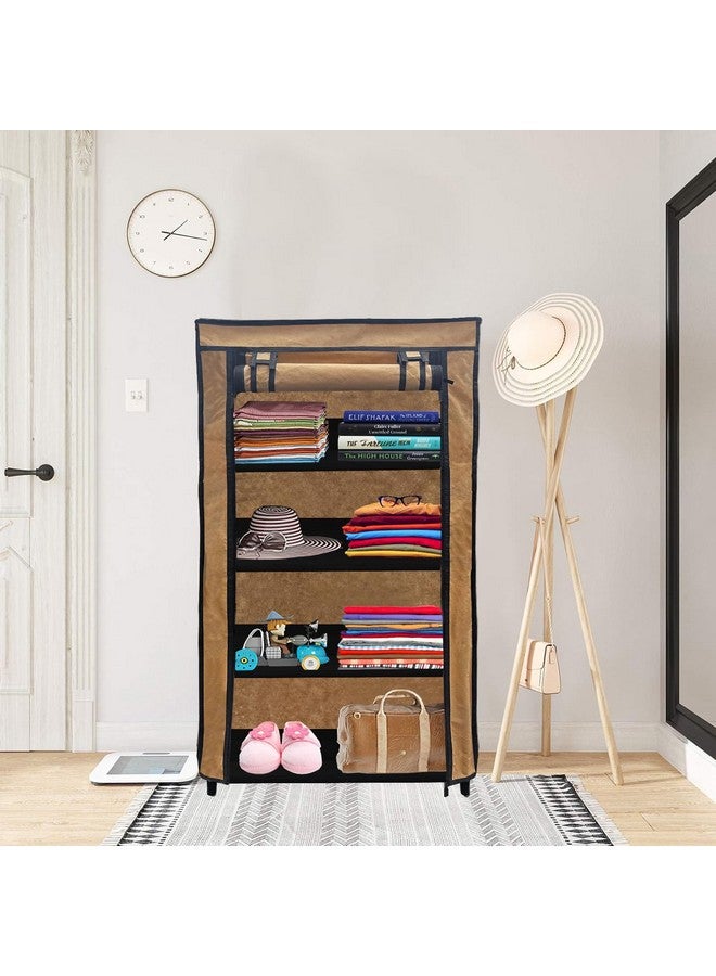 ROBMOB 6 Layer Collapsible Wardrobe Clothes Storage Rack Quick Wardrobe Maximize Your Space with Style for Multipurpose Use, Foldable, Collapsible Fabric Organizer (Beige, Metal) - Image 4