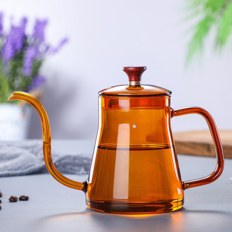 Coffee Hand Brewing Pot High Borosilicate Glass Coffee Pot Heat-Proof Wooden Handle Transparent Water Bottle Factory Handmade - Image 3