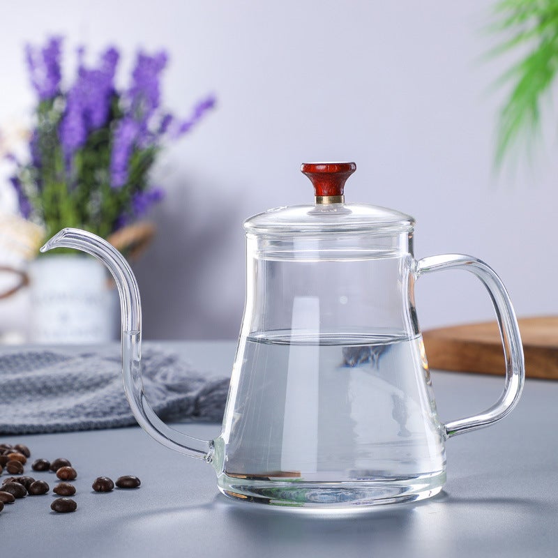 Coffee Hand Brewing Pot High Borosilicate Glass Coffee Pot Heat-Proof Wooden Handle Transparent Water Bottle Factory Handmade - Image 5