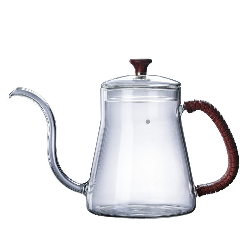 Coffee Hand Brewing Pot High Borosilicate Glass Coffee Pot Heat-Proof Wooden Handle Transparent Water Bottle Factory Handmade - Image 4