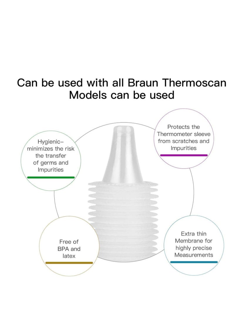 SYOSI Ear Thermometer Probe Cover Refill Cap Replacement Len Filter Protector Disposable BPA/ Latex Free Clear for All Braun ThermoScan Model 100PCS  - Image 5
