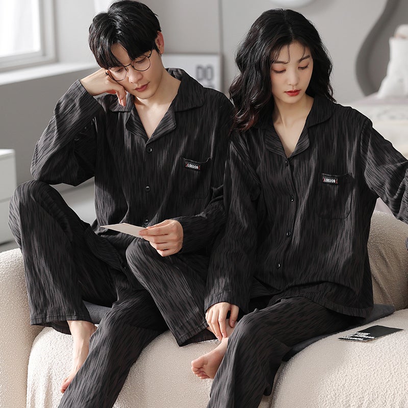 Long Sleeve Couple Pajamas Korean Style Casual Couple One Man And One Woman Winter Casual Home Clothes - Image 3