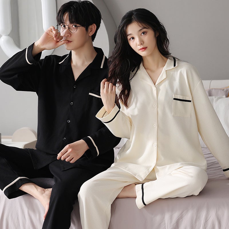 Long Sleeve Couple Pajamas Korean Style Casual Couple One Man And One Woman Winter Casual Home Clothes - Image 4