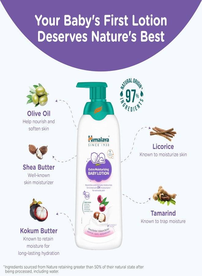Himalaya Extra Moisturizing Baby Lotion with Shea Butter | pH 5.5 | 400ml - Image 2