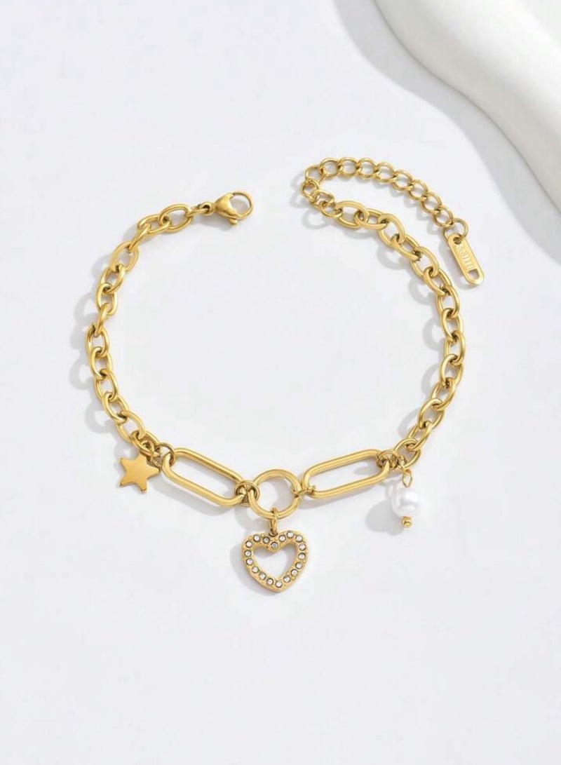 إيكوال اسوارة نسائية أنيقة من الاستانلس ستيل باللون الذهبي - Image 3