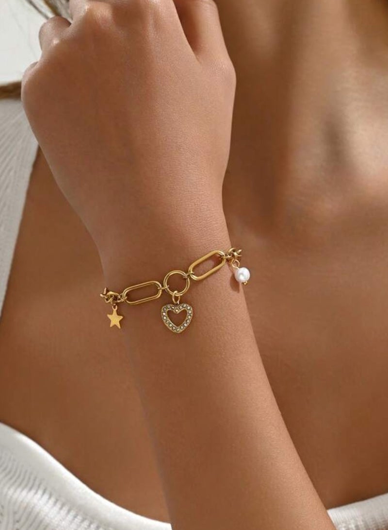 إيكوال اسوارة نسائية أنيقة من الاستانلس ستيل باللون الذهبي - Image 4