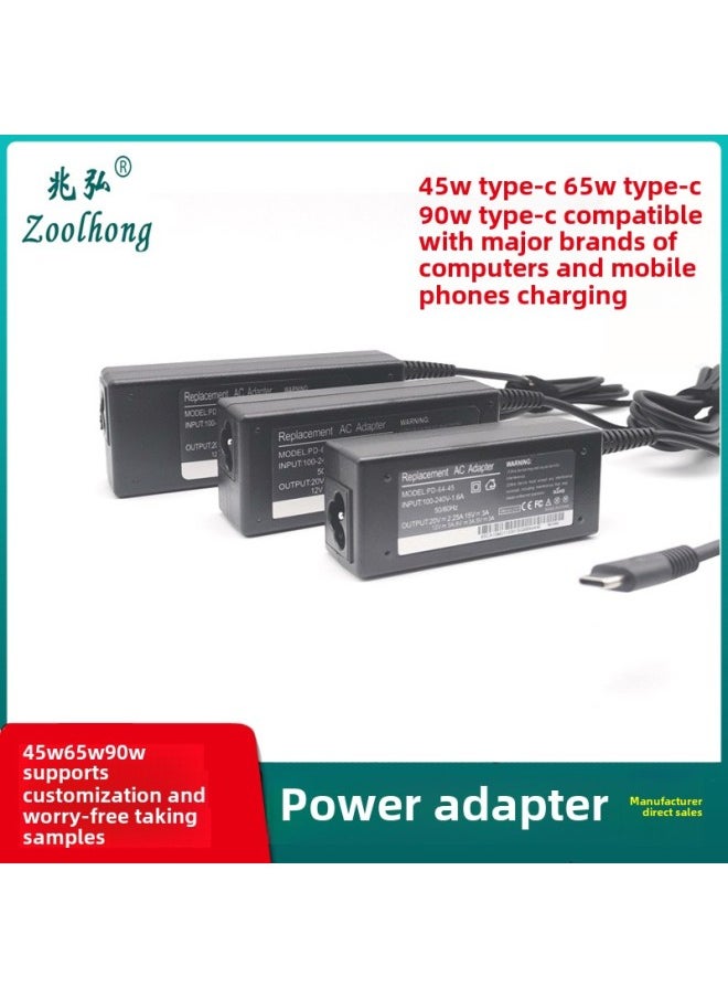 45W65W Charger 90W Type-c For Huawei Dell HP Laptop Power Adapter-Color:90W PD-Specifications:Type-c