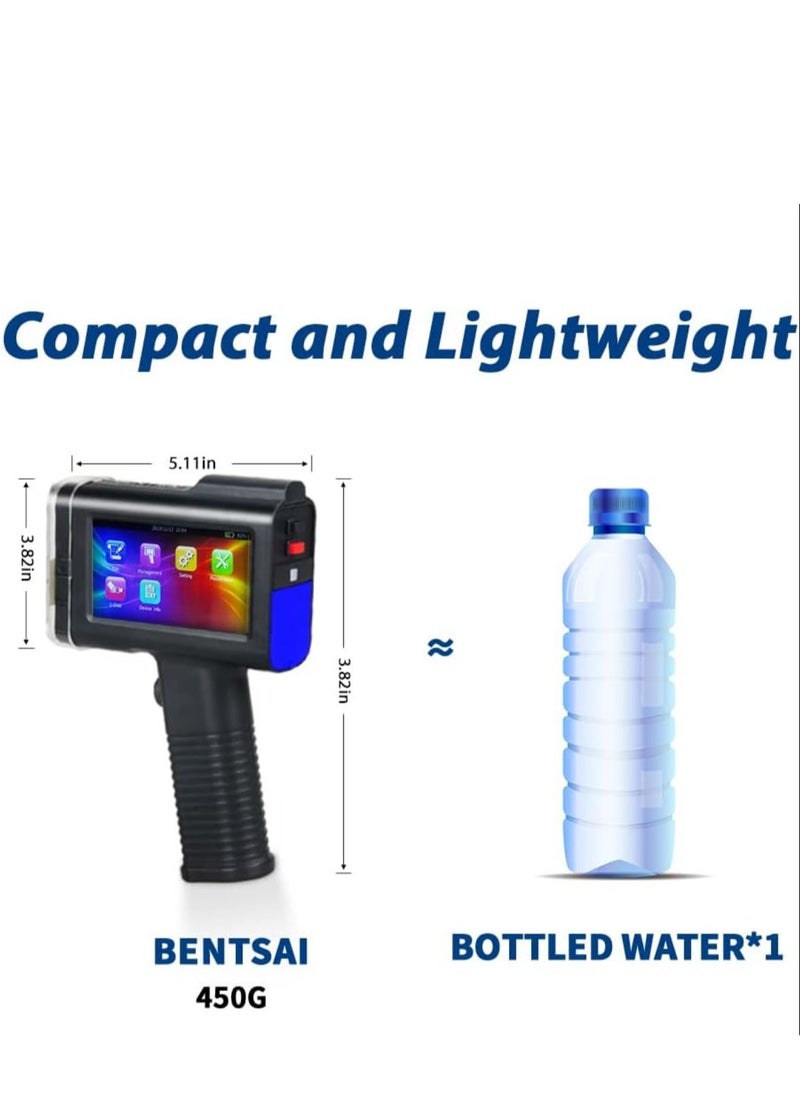 Bentsai - BENTSAI Handheld Printer BT-HH6105B2, Portable Handheld Inkjet Printer with 4.3 Inch LED Touch Screen Mobile Inkjet Coder 12.4MM’’ Print Height for QRCode Barcode Date Logo Text on Any Surface - Image 1