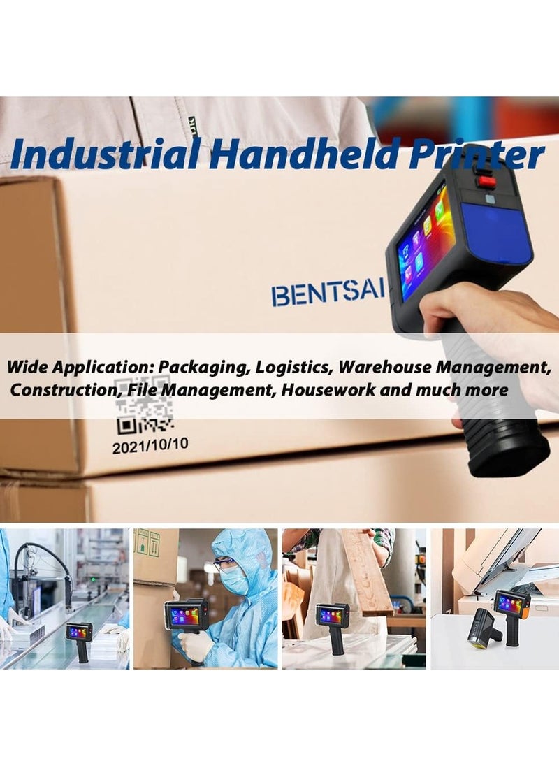 Bentsai - BENTSAI Handheld Printer BT-HH6105B2, Portable Handheld Inkjet Printer with 4.3 Inch LED Touch Screen Mobile Inkjet Coder 12.4MM’’ Print Height for QRCode Barcode Date Logo Text on Any Surface - Image 1