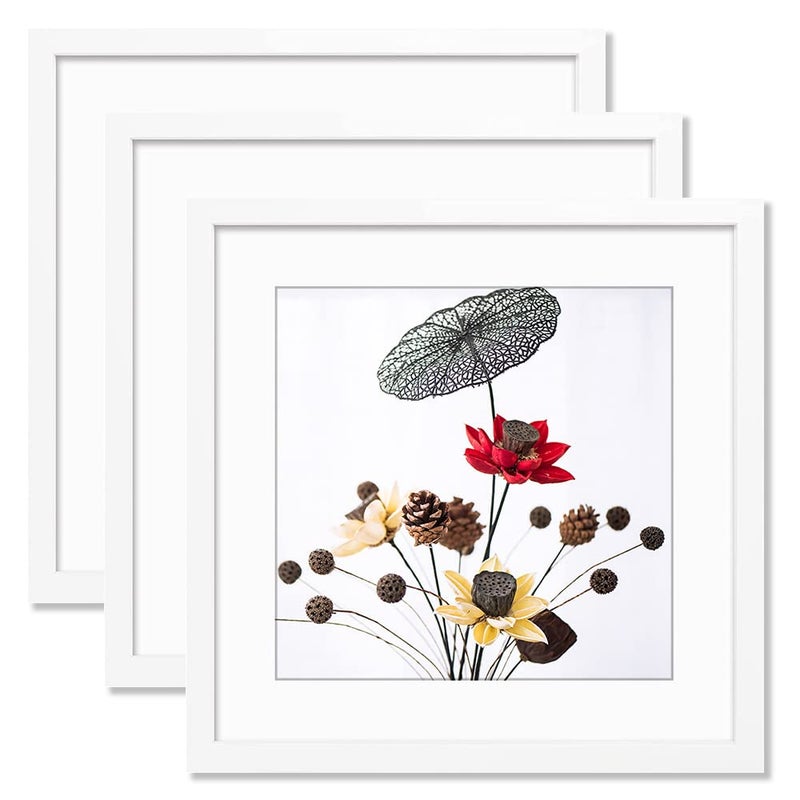 THREELOVE 16x16 Frame White, Display Picture 12x12 with mat or 16x16 Without mat, Photo Poster Picture Frame Wall Mounting Home Decor, 3 PCS - Image 1