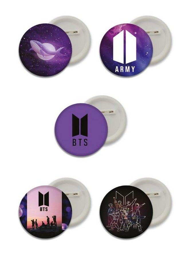 D2c D2C Plastic Premium BTS Round Pin Button Badge - Perfect for Boys, Girls, Men & Women | Trendy KPOP Batches for Bags, Backpacks | Ideal Birthday Gift | Size 58mm Multicolor (0+Years) Pack of 5 D18  - Image 1