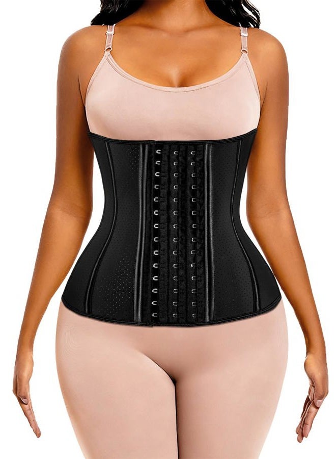 ECOWALSON Waist Trainer for Women Corset Cincher Body Shaper Girdle Trimmer with Steel Bones Extender, B-black(9 Steel Bones Height:11.6"), XS - Image 2