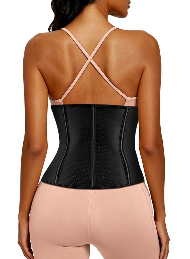 ECOWALSON Waist Trainer for Women Corset Cincher Body Shaper Girdle Trimmer with Steel Bones Extender, B-black(9 Steel Bones Height:11.6"), XS - Image 3