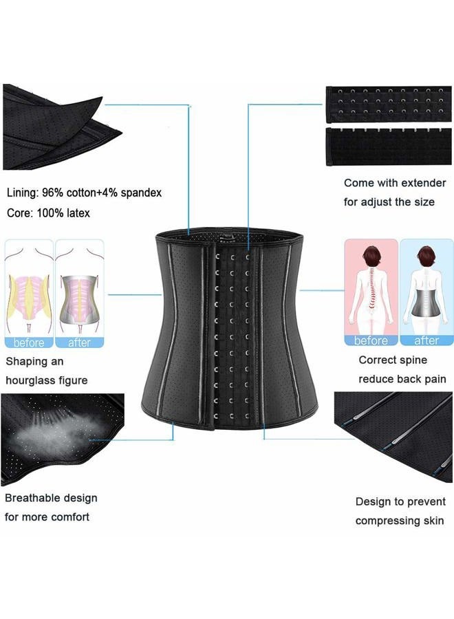 ECOWALSON Waist Trainer for Women Corset Cincher Body Shaper Girdle Trimmer with Steel Bones Extender, B-black(9 Steel Bones Height:11.6"), XS - Image 5